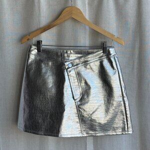 Torn by Ronny Kobo Silver Metallic Mini Skirt Size S